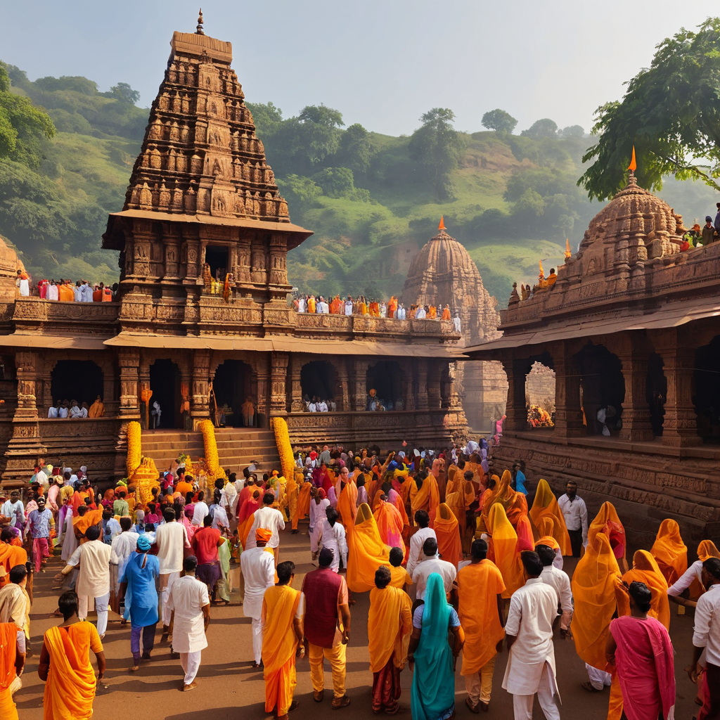 "Maratha village celebrating a traditional festival, symbolizing Shivaji Maharaj's cultural influence."